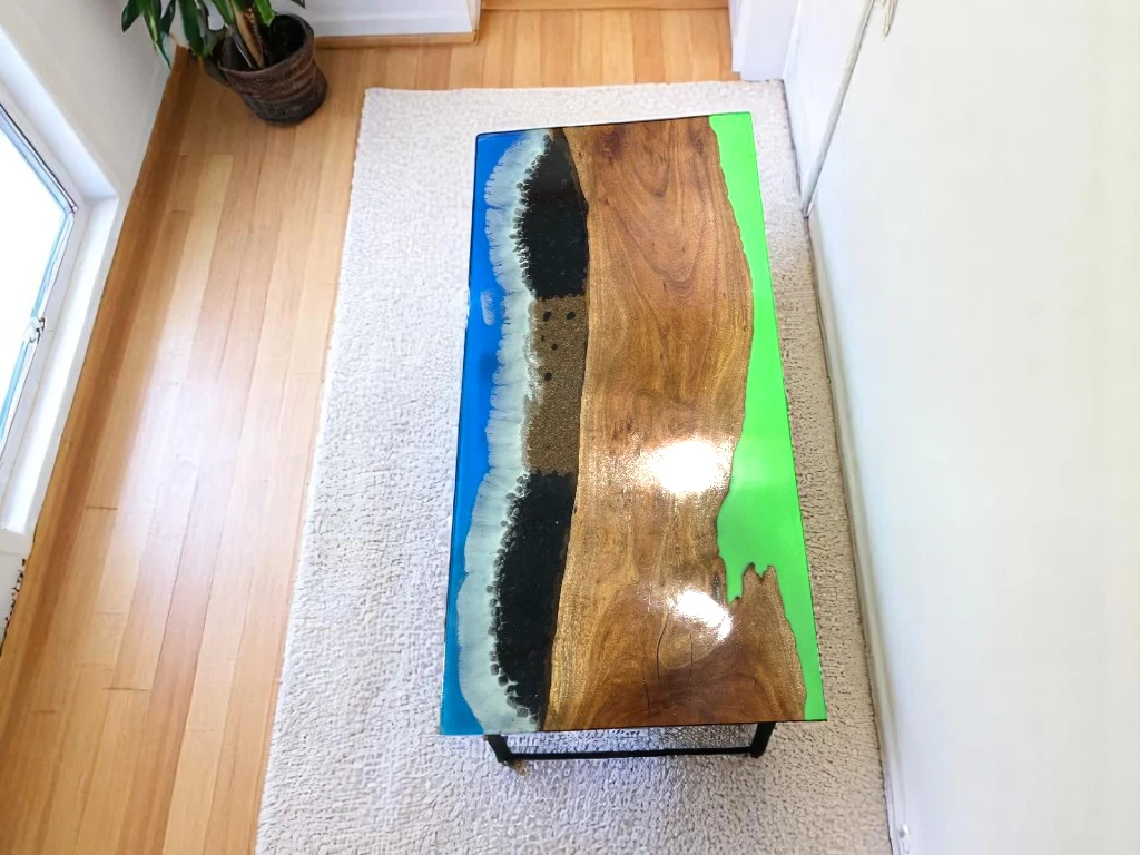 Personalized Acacia Wood Dining Table Featuring Epoxy River Flow